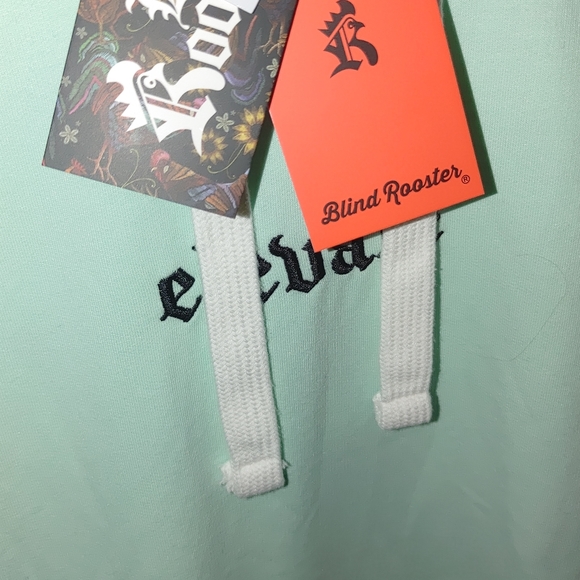 Blind Rooster Pullover Hoodie Sweatshirt Elevate "Never Give Up" Mint Green L - Picture 10 of 10